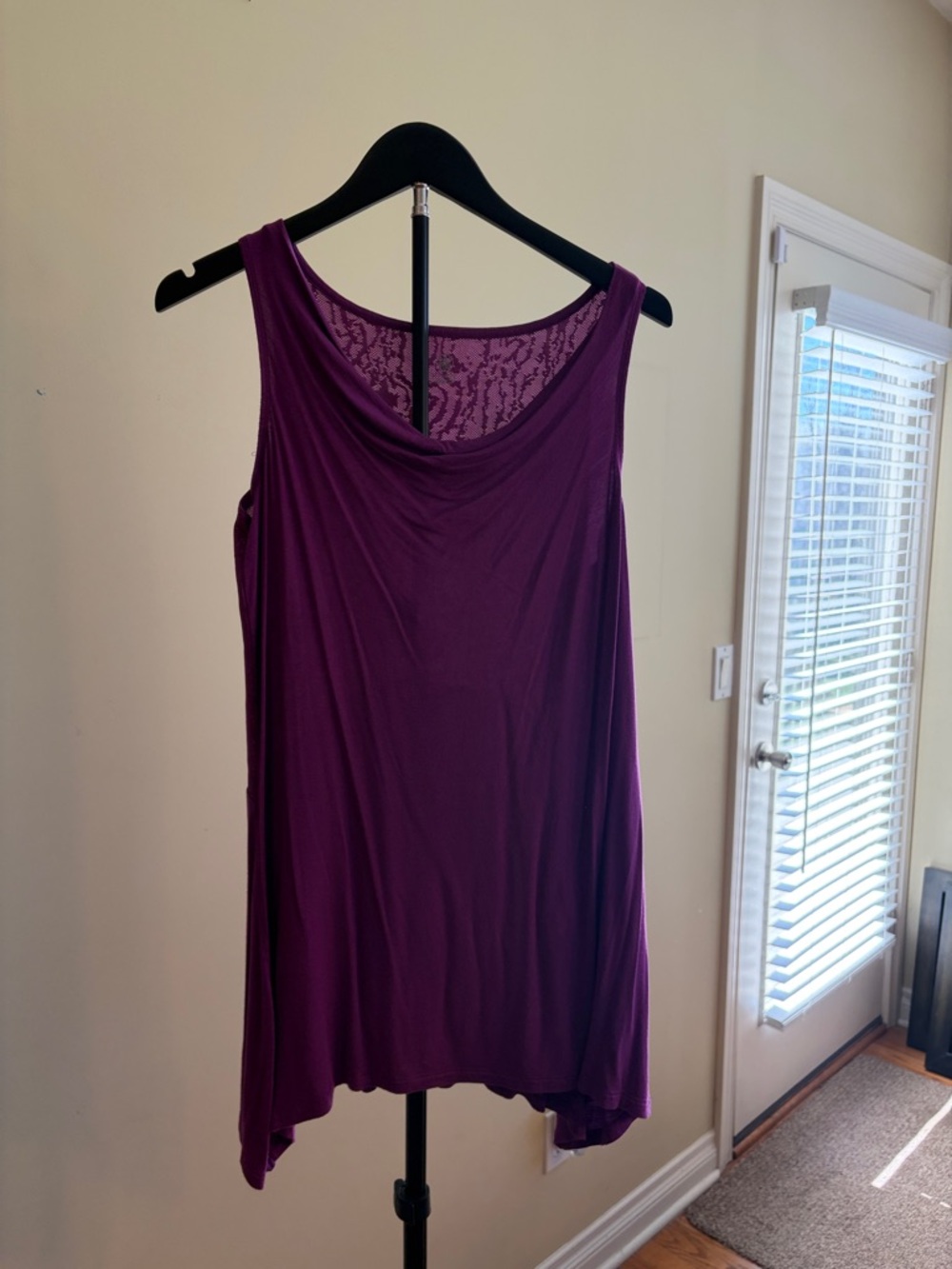 GAIAM Plum Lace-Back Draped Tank Top